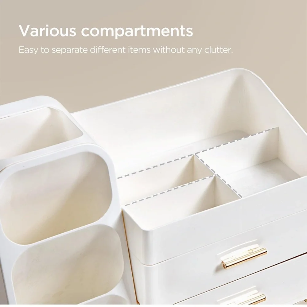 White and Gold Makeup Organizer